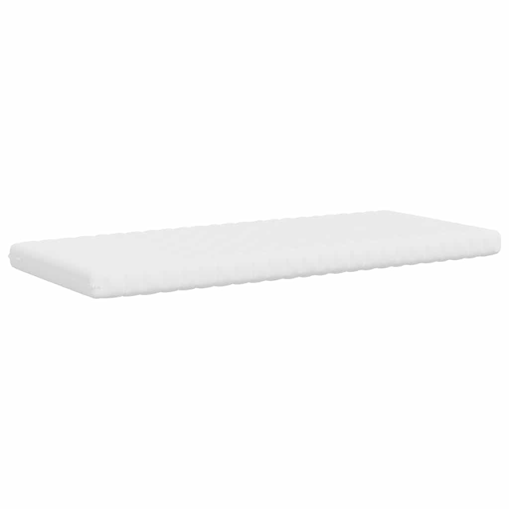 Materac piankowy biały 90 x 220 cm, 7-strefowy stopień twardości 20 ILD z obiciem w kolorze brzoskwiniowo-różowym, rdzeń z pianki PU 24D, oddychający, poszewka nadająca się do prania