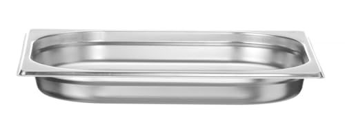 HENDI Gastronormbehälter, Temperaturbeständig von -40° bis 300°C, Heissluftöfen-Kühl- und Tiefkühlschränken-Chafing Dishes-Bain Marie, 2L, GN 1/2, 325x265x(H)40mm, Edelstahl