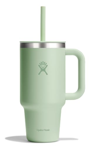 Image of Hydro Flask 32 Oz Travel Tumbler with Handle, Lid and Straw - Insulated Stainless Steel in 32 Oz Aloe Green