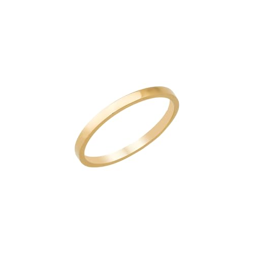 14K Real Solid Gold Ring for Women, Thin Plain Ring for Engagement Promising Wedding, Thickness 1.6 mm