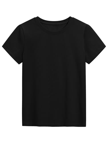 Image of KEREDA Girls Shirts Short Sleeve Soft Cotton T-Shirts Plain Tops for Kids