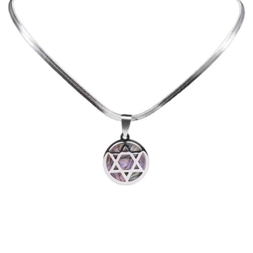 Amulette hexagramme en ormeau véritable et acier doré