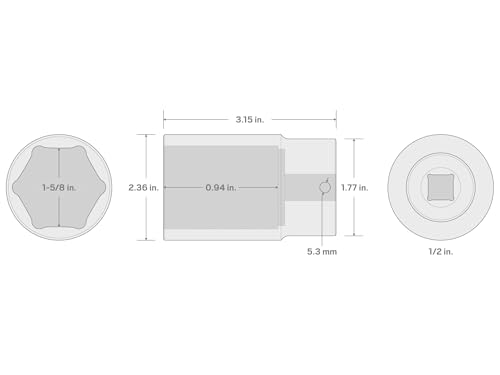 Image of TEKTON 1 /2 Inch Drive x 1-5 /8 Inch Deep 6-Point Impact Socket | SID23041