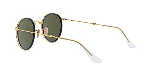 Ray-Ban Round Dobrável RB3517 - Espelhado - Dourado/Azul - 001/30/51