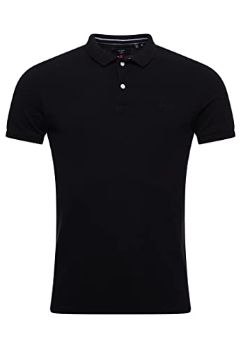 Superdry Herren Klassisches Pikee-Polohemd aus Bio-Baumwolle Schwarz XXL