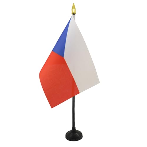 AZ FLAG - Tischflagge Tschechien - 15x10 cm Goldene Splitze - Tschechische Tischfahne 10 x 15 Cm - Flaggen