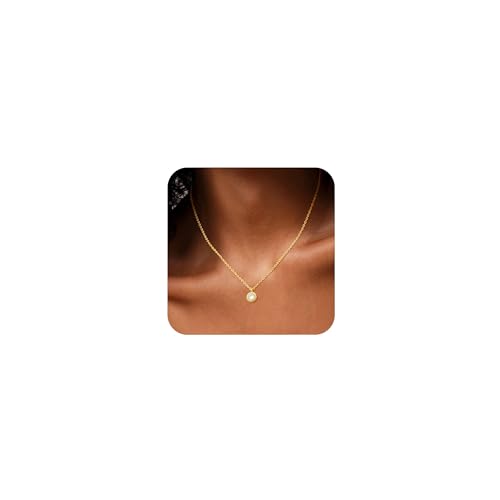 CHESKY Diamond Pendant Necklace for Women,Dainty Gold Necklace 14k Gold Plated Figaro Chain Choker Necklaces Cute Simple Cubic Zirconia Trendy Necklace Jewelry Gifts for Women