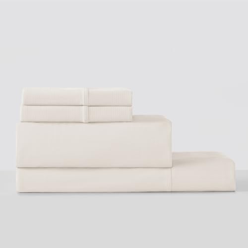 REST® Evercool®+ Sheet Set, 4 PCS, Cooling Sheets Designed for Hot Sleepers and Night Sweats, Knitted with Noble‘s Ionic+ Self-Cleaning Silver Yarns, Ivory, King