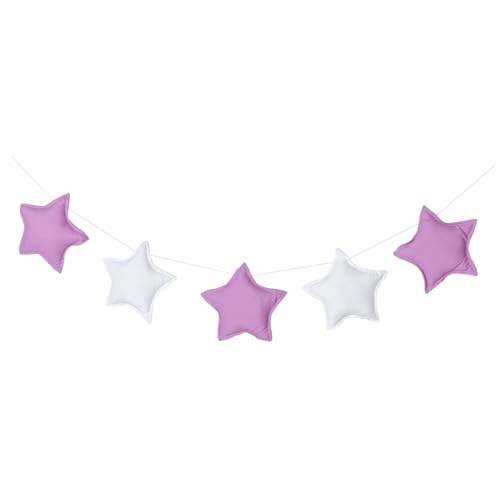 Cabilock 5pcs Star Garland Hanging Banner for Boys and Girls Room Decor Star Pattern Wall Decoration for Crib Bed Nursery Easy Installation Versatile Home Decor