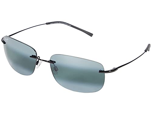 Maui Jim Men's and Women's Ohai Polarized Rimless Sunglasses, Gloss Black/Neutral Grey, Large