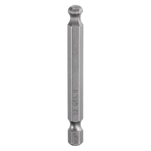 sourcing map Ball End Hex Screwdriver Bit 6mm (H6.0) Tip 1/4" Hex Shank 65mm (2.56") Long Magnetic Ball Head Bits Industrial Grade S2 Steel Metric Screw Driver Bit