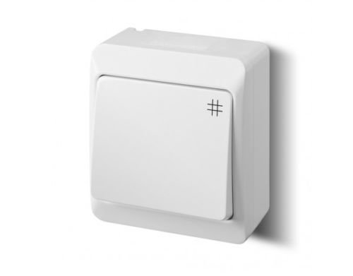 Preisvergleich Produktbild Naka24 IP55 Aufputz Schalter-Steckdosenprogramm Feuchtraum Schuko Hermes AQUANT (IP44 Kreuzschalter 0338-02), Weiß