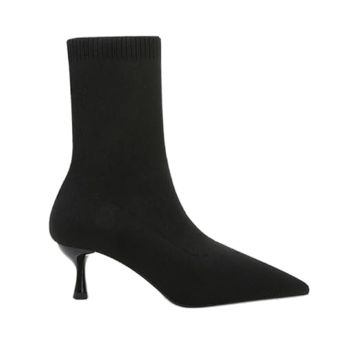 Women'S Sexy Stiletto Sock Boots Fashion Pointed Toe Pull On Stretch Knit Slim Fit Dress Ankle Boots Business Anti-Slip Party Dating Work Ankle Boots