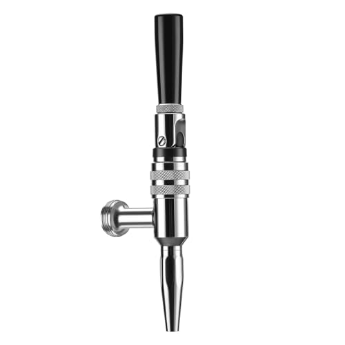 Roastove Stout Beer Coffee Faucet All 304 Stainless Steel Keg Beer Tap for Cold Brew Coffee & Nitro Beer with Black Plastic Tap Handle for Kegging
