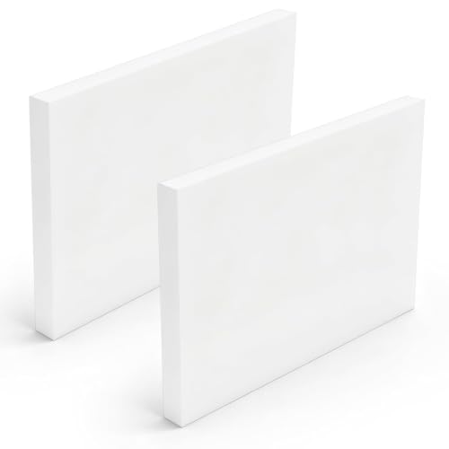 Hiceeden 2 Pcs 3/4" Thick HDPE Sheet, 8" x 12" Solid Plastic Blocks High Density Polyethylene Board, Hard Plastic Sheet for DIY Projects, Cutting Boards, White