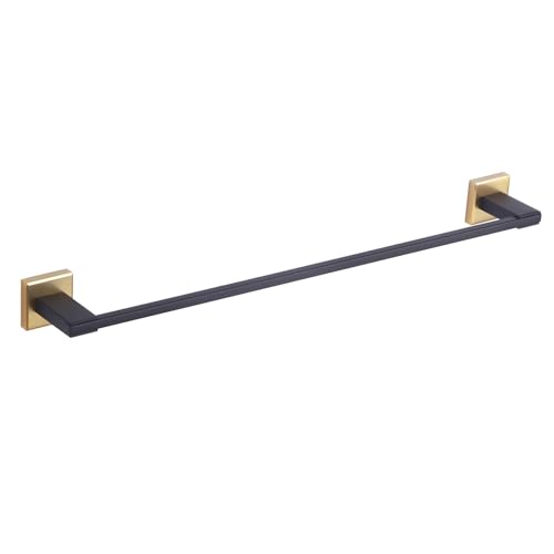 GERZWY 24-Inch Bathroom Towel Bar SUS 304 Stainless Steel Modern Round Style Bath Towel Bar Wall Mount (Black & Gold) JG1901A60-BD