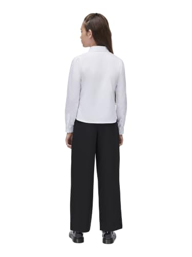 Calvin Klein Girls' Long Sleeve Dress Shirt, Tailored Button-Front Collared Sateen Blouse, Formal Top for Special Occasions, White, 10 - image 4