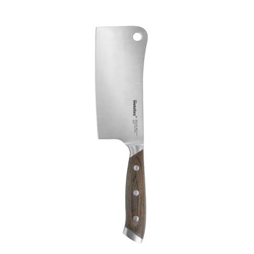 Metaltex Heritage - Professional Meat Cleaver Knife 29cm - Robust Sharp Blade, Stainless Steel Butcher Knife - Ergonomic Wooden Handle for Effortless Precision Meat & Vegetable Chopping