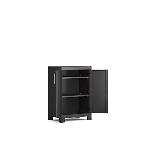 Keter Detroit, niedrig Kunststoffschrank, Kunststoff, schwarz, 65 x 45 x 97 cm