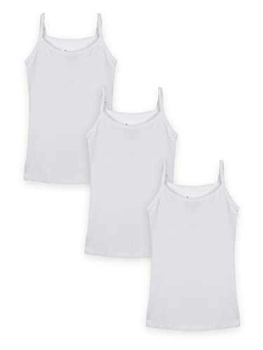 Image of KiddoPanti Girls 100% Cotton Rib Solid Camisole Tank Top Pack of 3