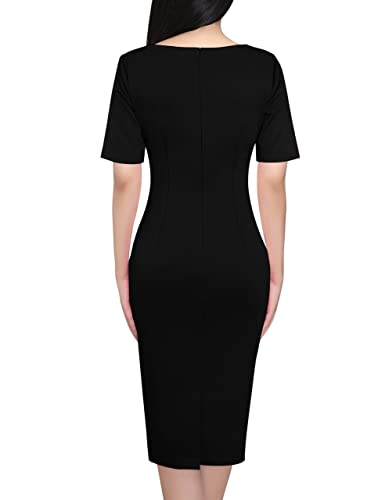 VFSHOW Womens Notch V Neck Work Office Business Bodycon Pencil Sheath Dress4