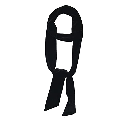 mollensiuer 1 Piece Vintage Black Velvet Long Scarf Narrow Scarf Belt Neckerchief Hairband Choker Scarf Tie