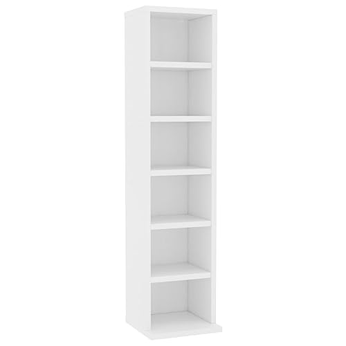 vidaXL Estantería para CDs Madera Contrachapada Mobiliario Organizador Colección Música Elegante Práctica Moderna Duradera Resistente Robusta Blanco
