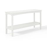 Costaelm Patio Console Table, 55'' 2-Shelf Said Table Indoor Outdoor Multifunctional Buffet Bar Storage Organizer for Entryway, Garden HDPE Plant Table, White