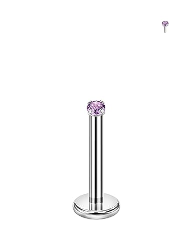 FANSING 316L Surgical Steel Threadless Push Pin Birthday Stone Labret Studs 16g
