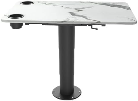 Adjustable RV Dinette Table with Retractable Aluminum Stand, Two Cup Slots, Perfect for Boats & Caravans – Natural Finish, Space-Saving Design