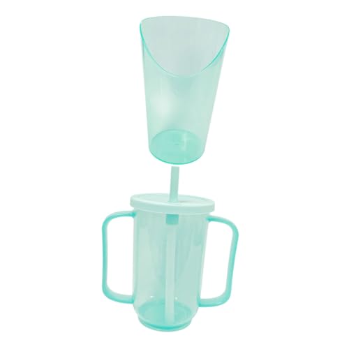 BAZEITFLOW Tazas para Pacientes Discapacitados 2 Piezas Antiasfixia y Antifugas Capacidad 350 Ml y 250 Ml, Vaso de Alimentación Líquida para Personas Mayores y Convalecientes, Taza para