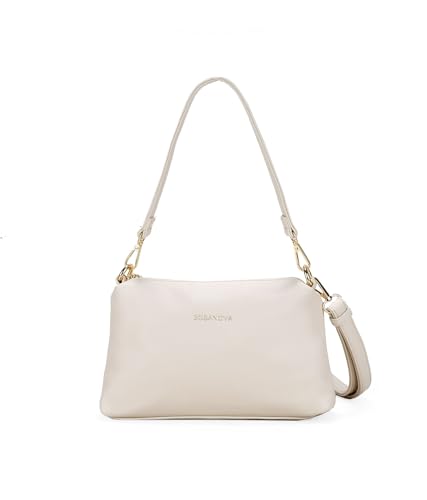 BOSANOVA Bolso de hombro mediano con detalle de logo en la parte frontal, asa de hombro y también con asa de cruzar extraíbles. Cierre con cremallera. BEIGE U