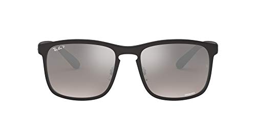 Ray-Ban Men's RB4264 Chromance Sunglasses, Matte Black/Polarized Silver Mirror Grey Gradient, 58 mm