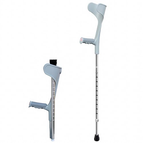 Folding Forearm Crutches for Adults, Adjustable Lightweight Aluminum Arm Crutches for Travel with Ergonomic Grip (x1 Unit) (Color : Silver)