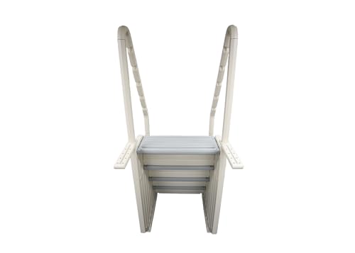 Confer Plastics Step-1X: Sturdy Above Ground Entry System with Dual Handrails and Slip-Resistant Steps, Easy Installation, Supports up to 400 lbs - Proudly Made in USA. Warm Grey with Grey Treads