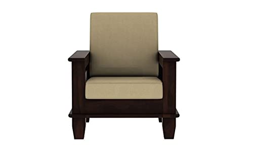 Image of Solid Sheesham Wood 5 Seater Sofa Set for Living Room Hall Office Hotel Wooden 3+1+1 Seater Sofa Furniture (Walnut Finish)
