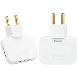 Adaptateur de Prise Europe vers USA 2pcs – Multiprise Plate, Convertisseur Électrique de Voyage Ultra Compact, Connexion Pivotante 180°, Boîtier Blanc Sécurisé pour Appareils Domestiques