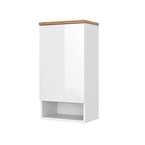 Vicco Armoire Murale de Salle de Bain Eden, Blanc Haute Brillance/Chêne Artisan, 40 x 77.5 cm avec...