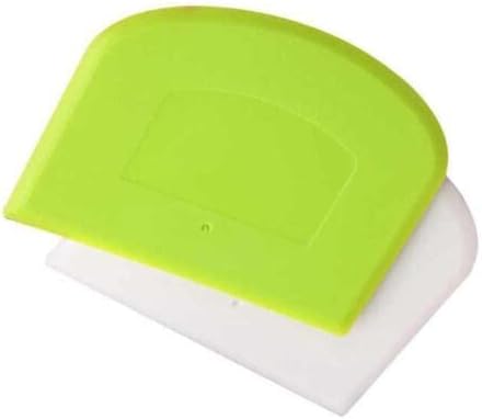 Z Jabeen Ltd 2 Pcs Dough Scraper Dual Sided, Pizza Dough Cutter, Bread Scraper, Cake Scraper, Pastry Cutters for Baking, Flexible and Food Grade Plastic Bowl Scraper for Bread-Green & White
