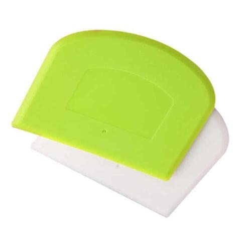 Z Jabeen Ltd 2 Pcs Dough Scraper Dual Sided, Pizza Dough Cutter, Bread Scraper, Cake Scraper, Pastry Cutters for Baking, Flexible and Food Grade Plastic Bowl Scraper for Bread-Green & White
