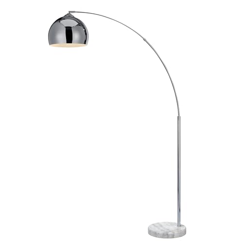 Teamson Home Arquer Arc 173 cm Metal Floor Lamp with Bell Shade, Polished Nickel