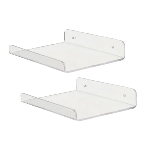 Estantes flotantes para baño, organizador de pared acrílico, diseño sin taladro, con borde seguro para almacenamiento de toallas y artículos esenciales, 15 cm de profundidad x 20 cm de ancho