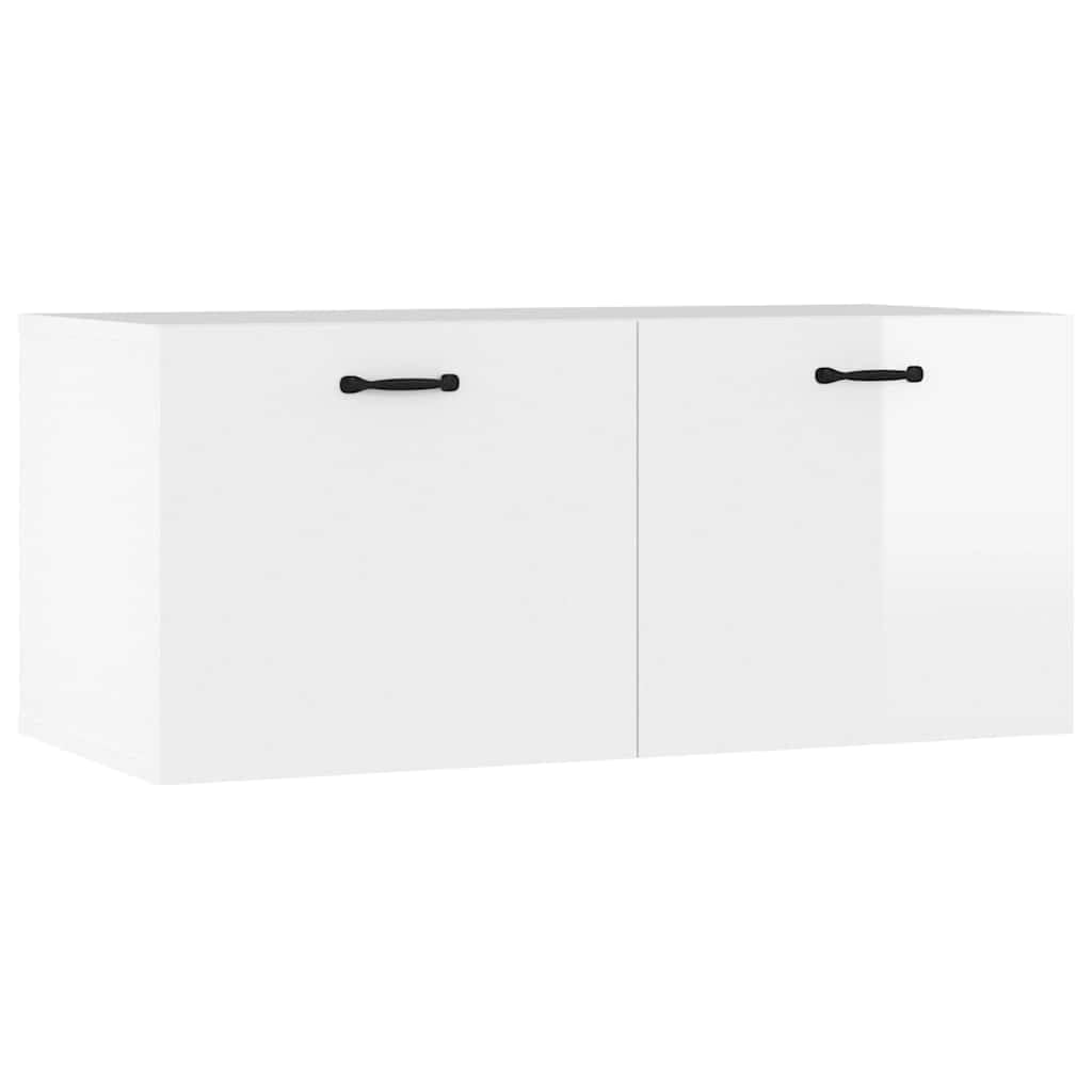 Meuble TV suspendu blanc brillant pour ranger le salon et le bureau