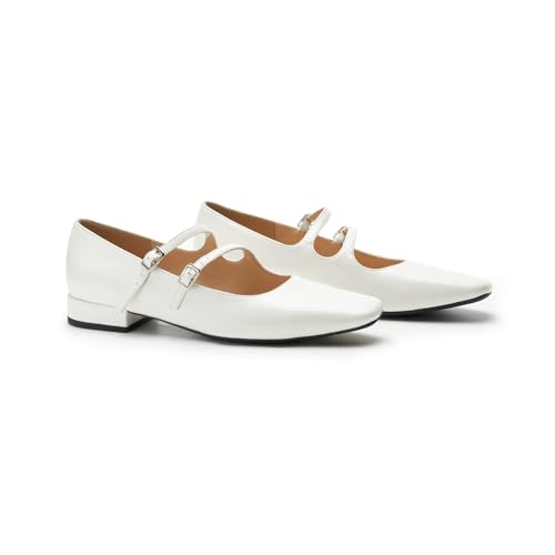 Image of C.Paravano Women's Mary Jane Shoes | Ballet Flats | Women's Flats | Square Toe | Flat Shoe | Block Heel