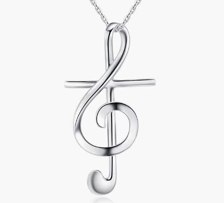 S925 Sterling Silver Cross Music Note Dainty Faith Necklace for Women Jewelry