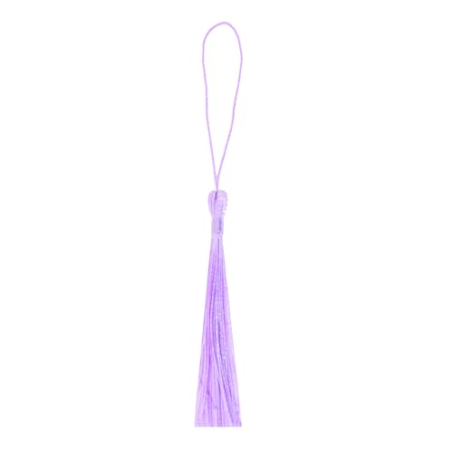 Image of Mandala Crafts Small Lavender Bookmark Tassels - 100 Bulk Silky Mini Craft Tassels with Loops for Bookmarks, Jewelry Making, Graduation Decorations, and Keychains