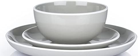 Waterside Fine China 12 Piece Halo Dinner Set Grey