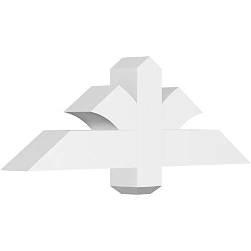 Ekena Millwork GBP036X12X0404RED00 Redmond Architectural Grade PVC Gable Brackets 36"W x 12"H x 4"D x 4"F, 8/12 Pitch