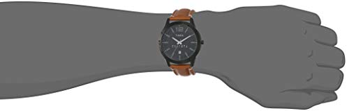 TIMEX Analog Watch for man with Black Round Dial & Tan Leather Strap Band Water Resistant Men's Wrist Watches - TW000U934 - Image 5
