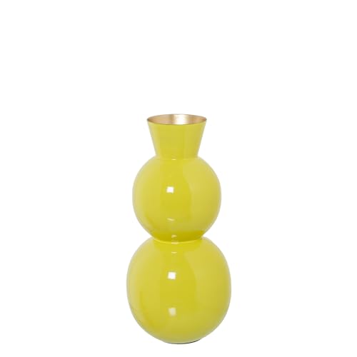 Vase en métal émaillé jaune incassable vase table 15cm